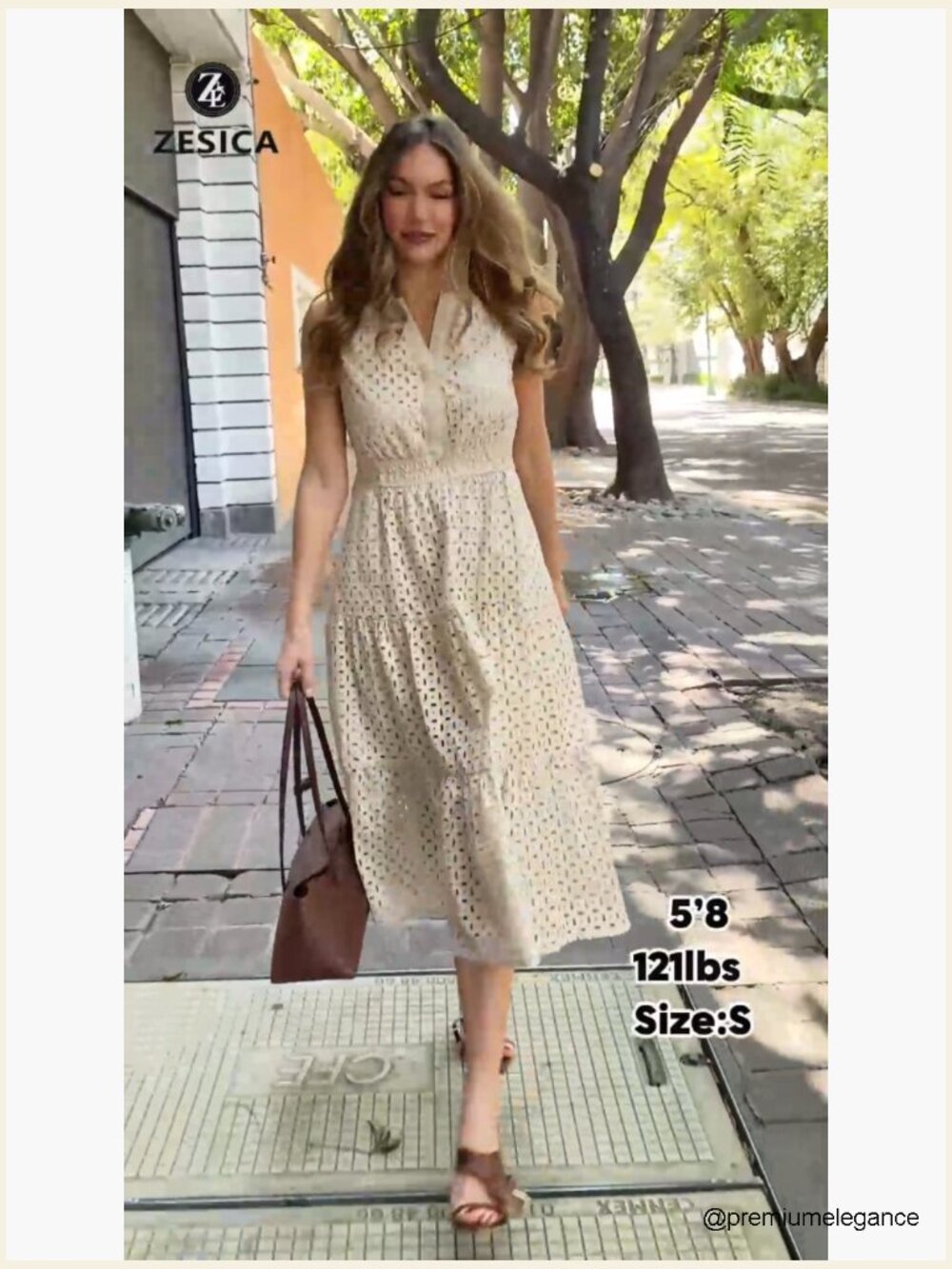 Sleeveless Maxi Dress with Eyelet Embroidery, V-Neck, Elastic Waist, Pockets - Picture 7 of 7